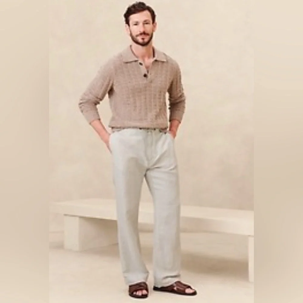 NWT Banana Republic Men’s Onda Linen-Cotton Pull on Pant Size XL